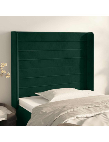 Testiera ad Orecchio Verde Scuro 103x16x118/128cm in Velluto