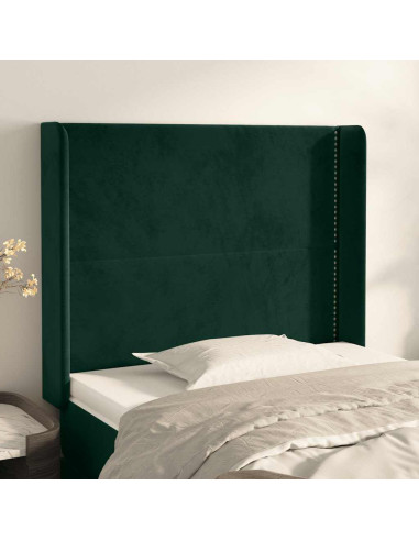 Testiera ad Orecchio Verde Scuro 93x16x118/128 cm in Velluto
