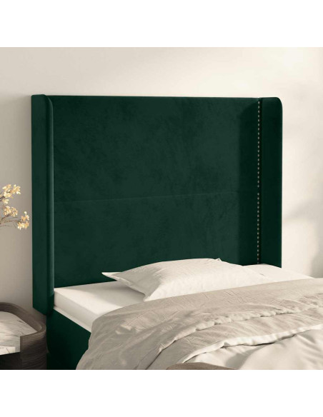 Testiera ad Orecchio Verde Scuro 93x16x118/128 cm in Velluto
