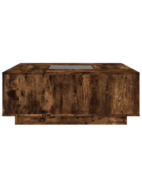 Tavolino da Salotto con LED Infinity Rovere Fumo 100x100x40 cm