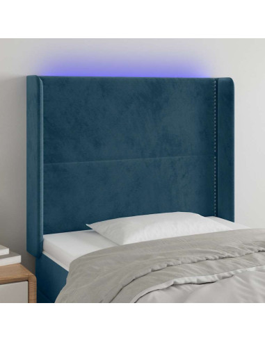 Testiera a LED Blu Scuro 103x16x118/128 cm in Velluto