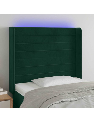 Testiera a LED Verde Scuro 103x16x118/128 cm in Velluto