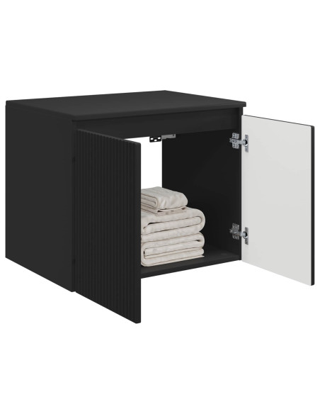 Mobiletto da Bagno a Muro Nero 62,5 x 44,5 x 50 cm