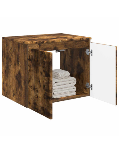 Mobiletto da Bagno a Muro Rovere Fumo 62,5 x 44,5 x 50 cm