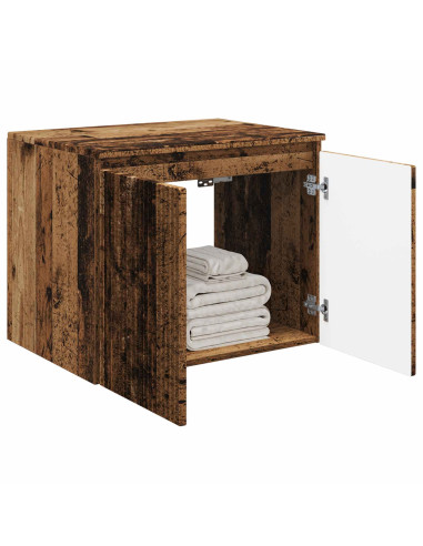Mobiletto da Bagno a Muro Legno antico 62,5 x 44,5 x 50 cm