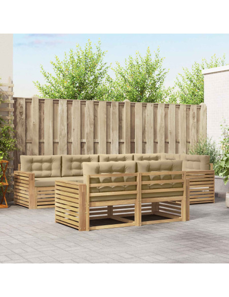 Set di divani da esterno 7 pcs Bianco e Beige