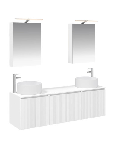 Set di Armadi da Bagno 5 pcs Bianco Legno ingegnerizzato