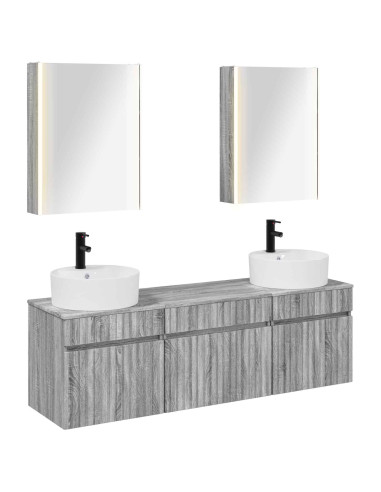 Set di Armadi da Bagno 5 pcs Sonoma grigio 53 x 15,5 x 70 cm