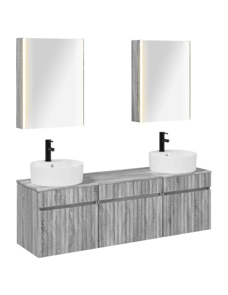 Set di Armadi da Bagno 5 pcs Sonoma grigio 53 x 15,5 x 70 cm