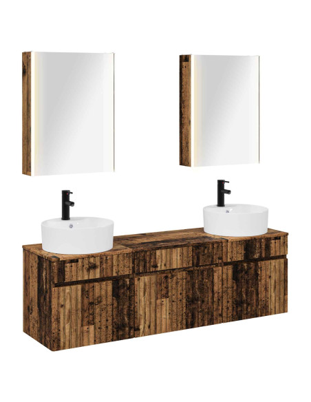 Set di Armadi da Bagno 5 pcs Legno antico 53 x 15,5 x 70 cm