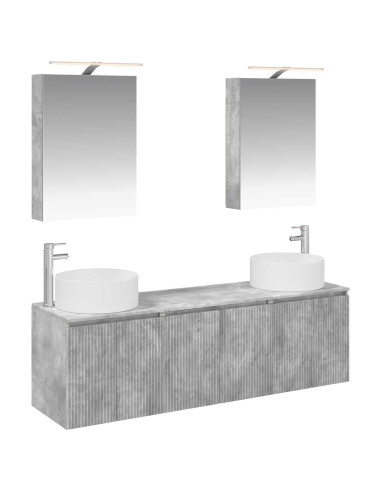 Set di Armadi da Bagno 5 pcs Grigio Cemento