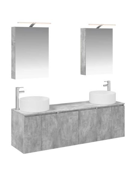Set di Armadi da Bagno 5 pcs Grigio Cemento