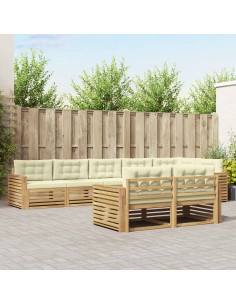 Set di divani da esterno 8 pcs Bianco e Crema