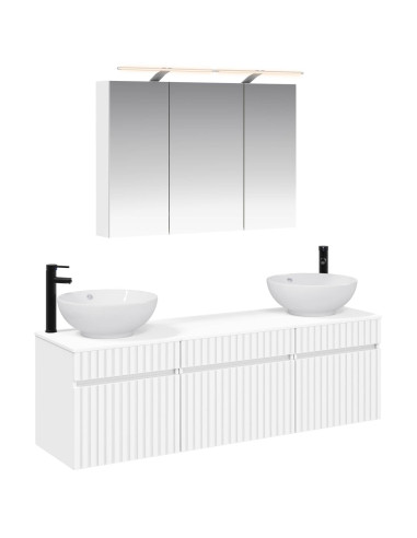 Set di Armadi da Bagno 4 pcs Bianco 100 x 14,5 x 70 cm