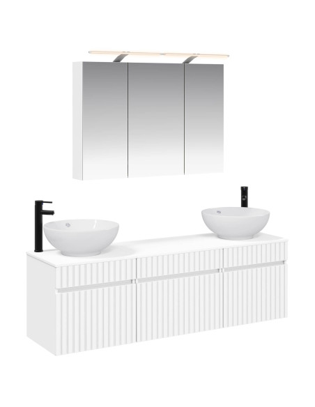 Set di Armadi da Bagno 4 pcs Bianco 100 x 14,5 x 70 cm