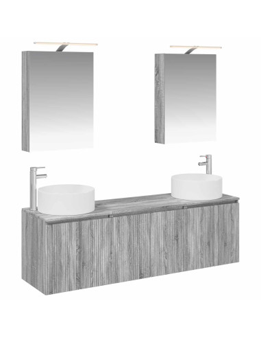 Set di Armadi da Bagno 5 pcs Sonoma grigio Legno ingegnerizzato