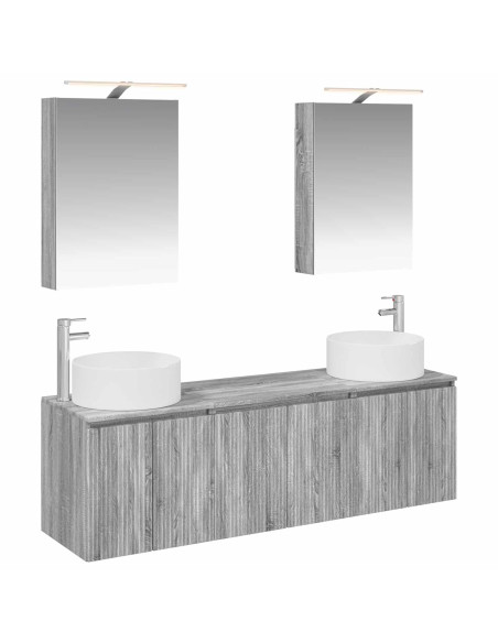 Set di Armadi da Bagno 5 pcs Sonoma grigio Legno ingegnerizzato