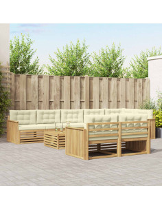 Set di divani da esterno 9 pcs Bianco e Crema 79 x 79 x 37 cm