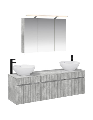 Set di Armadi da Bagno 4 pcs Grigio Cemento