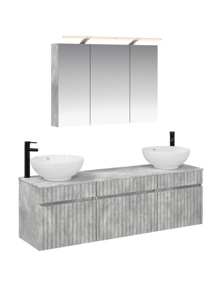 Set di Armadi da Bagno 4 pcs Grigio Cemento