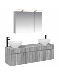 Set di Armadi da Bagno 4 pcs Sonoma grigio 100 x 14,5 x 70 cm