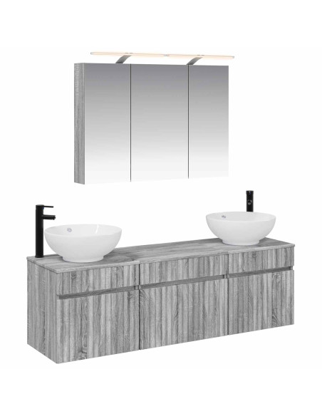 Set di Armadi da Bagno 4 pcs Sonoma grigio 100 x 14,5 x 70 cm