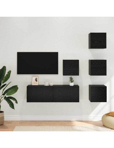 Set mobile TV 5 pcs 100 x 30 x 30 cm Rovere Nero