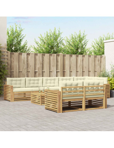 Set di divani da esterno 9 pcs Bianco e Crema 79 x 79 x 37 cm