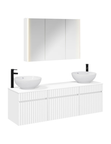 Set di Armadi da Bagno 4 pcs Bianco 103,5 x 15,5 x 70 cm