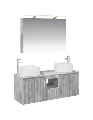 Set di Armadi da Bagno 4 pcs Grigio Cemento 100 x 14,5 x 70 cm
