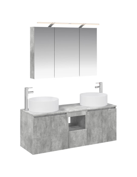 Set di Armadi da Bagno 4 pcs Grigio Cemento 100 x 14,5 x 70 cm