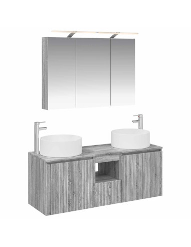 Set di Armadi da Bagno 4 pcs Sonoma grigio 100 x 14,5 x 70 cm