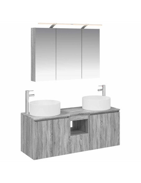 Set di Armadi da Bagno 4 pcs Sonoma grigio 100 x 14,5 x 70 cm