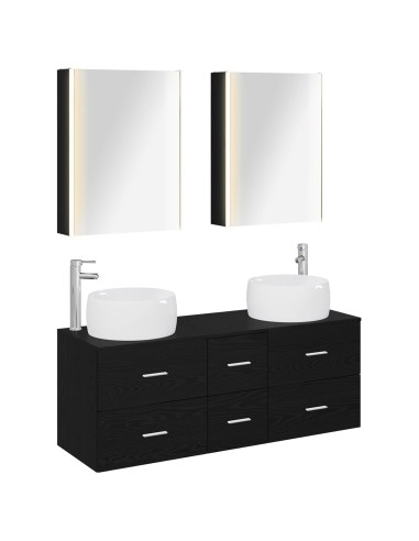 Set di mobili per il bagno 5 pcs Rovere Nero