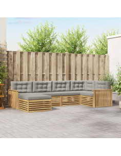 Set di divani da esterno 6 pcs Bianco e Grigio Chiaro 2