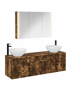 Set di Armadi da Bagno 4 pcs Rovere Fumo 103,5 x 15,5 x 70 cm