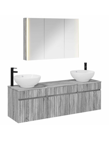 Set di Armadi da Bagno 4 pcs Sonoma grigio 103,5 x 15,5 x 70 cm