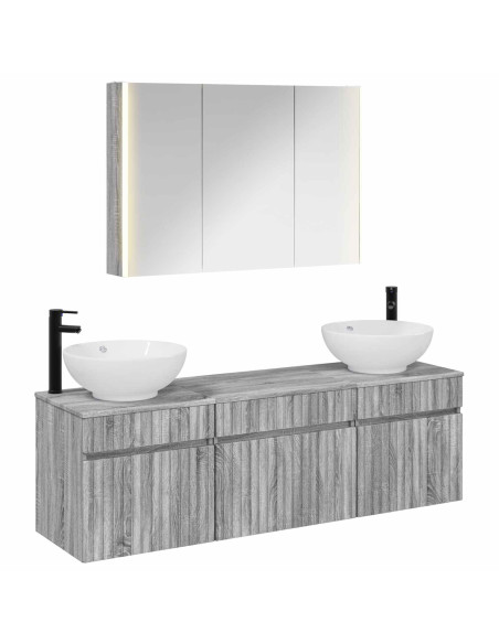 Set di Armadi da Bagno 4 pcs Sonoma grigio 103,5 x 15,5 x 70 cm