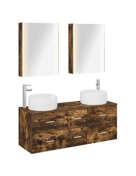 Set di mobili per il bagno 5 pcs Rovere Fumo