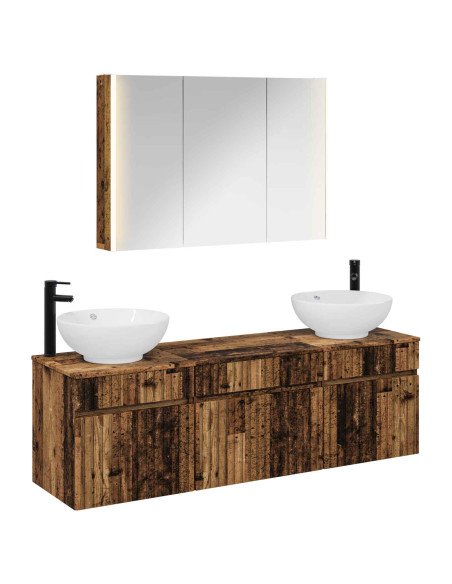 Set di Armadi da Bagno 4 pcs Legno antico 103,5 x 15,5 x 70 cm