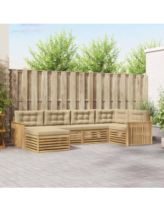 Set di divani da esterno 6 pcs Bianco e Beige 2