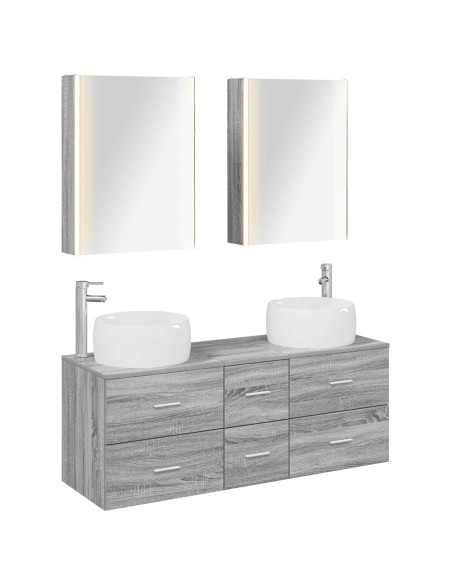 Set di mobili per il bagno 5 pcs Sonoma grigio