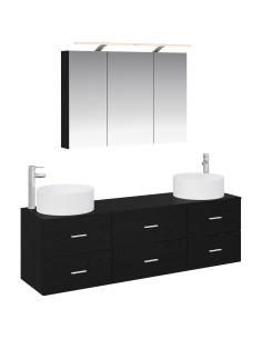 Set di mobili per il bagno 4 pcs Rovere Nero