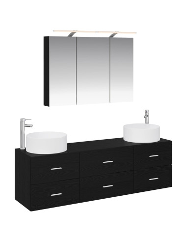 Set di mobili per il bagno 4 pcs Rovere Nero