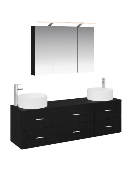 Set di mobili per il bagno 4 pcs Rovere Nero