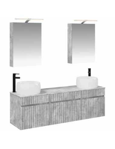 Set di Armadi da Bagno 5 pcs Grigio Cemento 50 x 14,5 x 70 cm