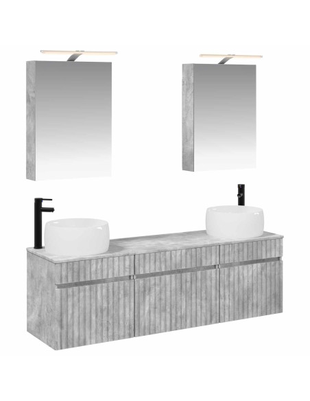 Set di Armadi da Bagno 5 pcs Grigio Cemento 50 x 14,5 x 70 cm