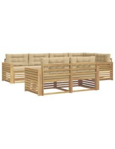 Set di divani da esterno 7 pcs Bianco e Beige 2