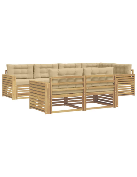 Set di divani da esterno 7 pcs Bianco e Beige