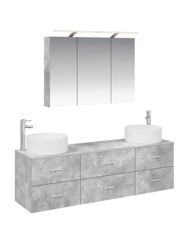 Set di mobili per il bagno 4 pcs Grigio Cemento